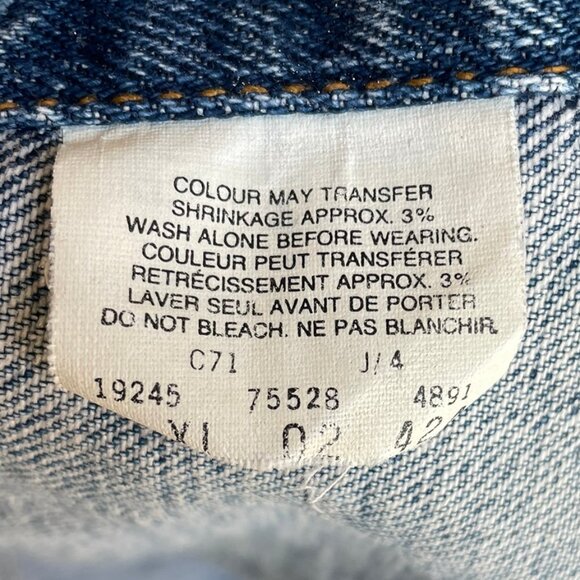 RARE VINTAGE 90's Levi’s Denim Trucker Jacket 75528-4891 Canada Men’s XLT TALL - Picture 11 of 16